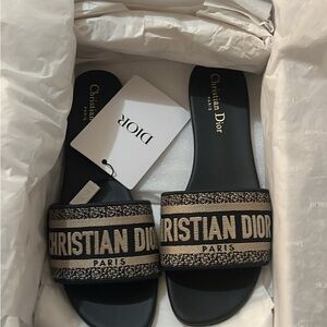 Christian Dior Black and Tan Slides